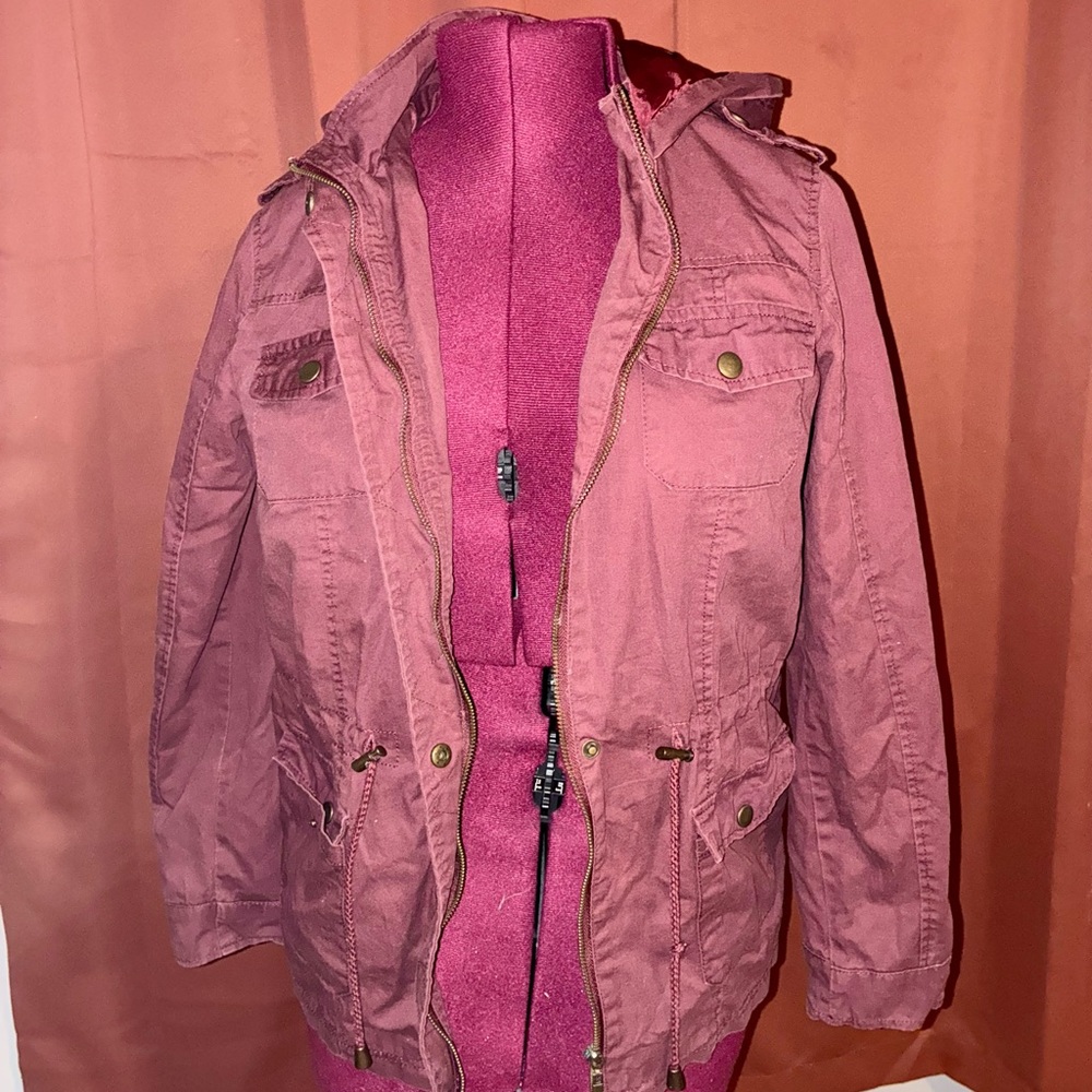 Women's Maroon Cargo Jacket